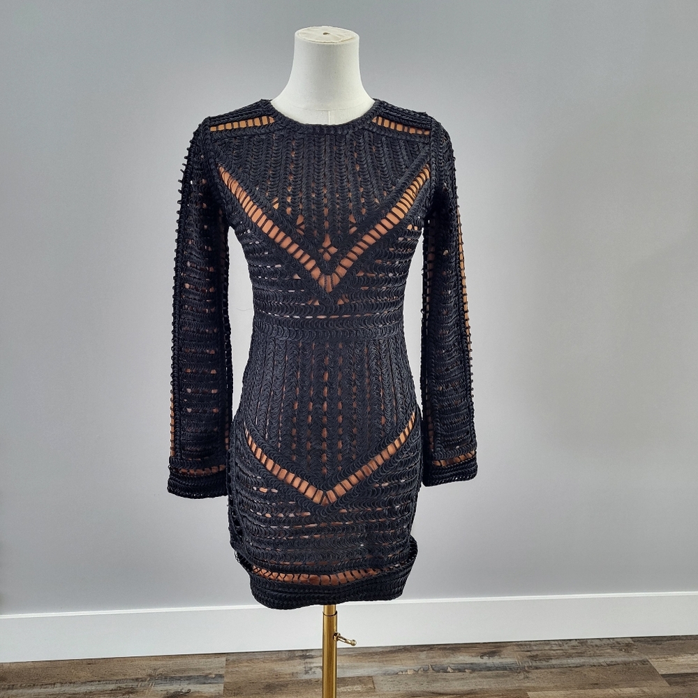Knotted Texture Eliya The Label Bodycon Mini Dress Long Sleeve Small